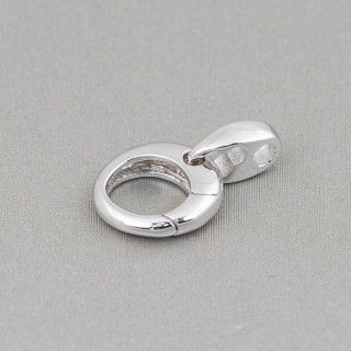 Chiusura Di Argento 925 Tondo A Molla Con Gancio 11x17mm 4pz Rodiato