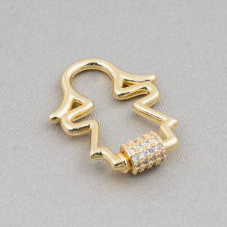 Fermeture à crochet en bronze avec micropave zircons 3pcs ouverture à vis dorée pour fille 22x28mm