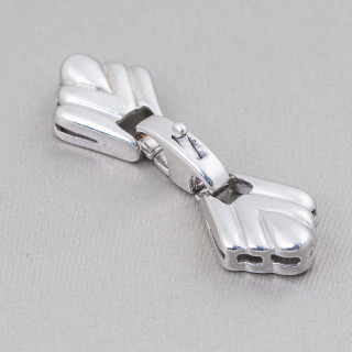 Fermoirs Argent 925 Mousqueton Multi-rangs 14,5x45mm 1pc Rhodié