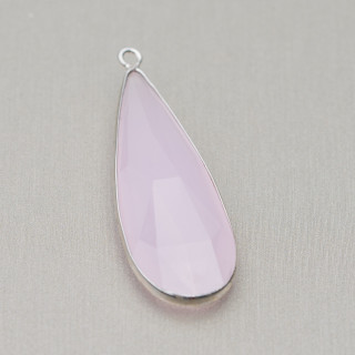 Pendentif Pendentif En Argent 925 Avec Cristaux De Zircone Goutte 14x42mm 2pcs Plaqué Rhodium Rose