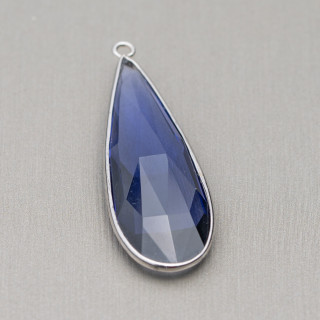 Pendentif Pendentif En Argent 925 Avec Cristaux De Zircone Goutte 14x42mm 2pcs Violet Rhodium