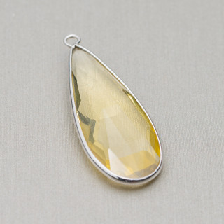 Pendentif Pendentif En Argent 925 Avec Cristaux De Zircone Goutte 15x37mm 2pcs Jaune Plaqué Rhodium