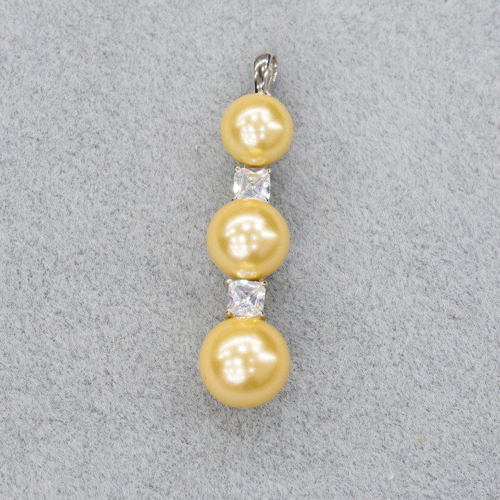 Pendentif Pendentif En Argent 925 Avec Perles De Majorque 10x40mm