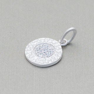 Anhänger Anhänger aus Silber 925 Trommelanhänger mit Zirkonia 12x20mm 4St