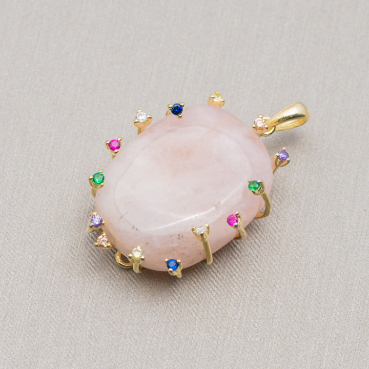 Τετράγωνο μενταγιόν Ασημί 925 με Ζιργκόν και Βηρύλια 20x32mm