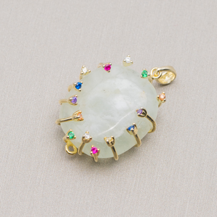 Colgante Colgante De Plata 925 Cuadrado Con Circonitas Y Berilos 20x32mm Verde