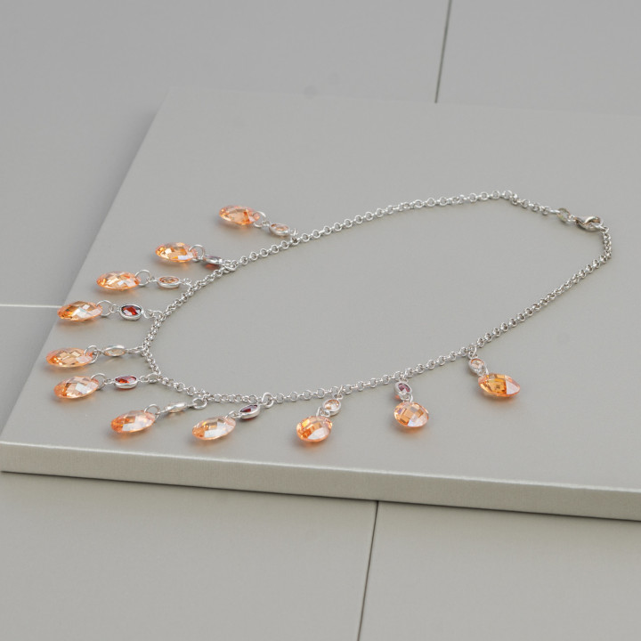 Collana di Argento 925: Eleganza e Stile con Pendenti Champagne e Ros