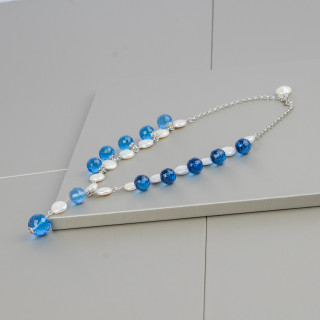 925 Silver Necklace with Zircons and River Pearls: Elegance and Style