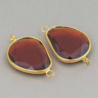 Komponentenverbinder-Set aus Mango-Kristallen, unregelmäßig, 20 x 25 mm, mit 2 Ringen, 10 Stück, Braun und Gold