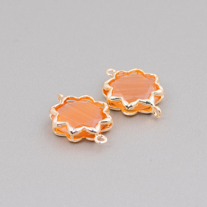 Conector de componente de latón ojo de gato Morning Star 16 mm 8 piezas naranja