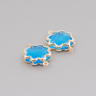 Connettore Componente Di Ottone Con Occhio Di Gatto Stella Del Mattino 16mm 8pz Azzurro