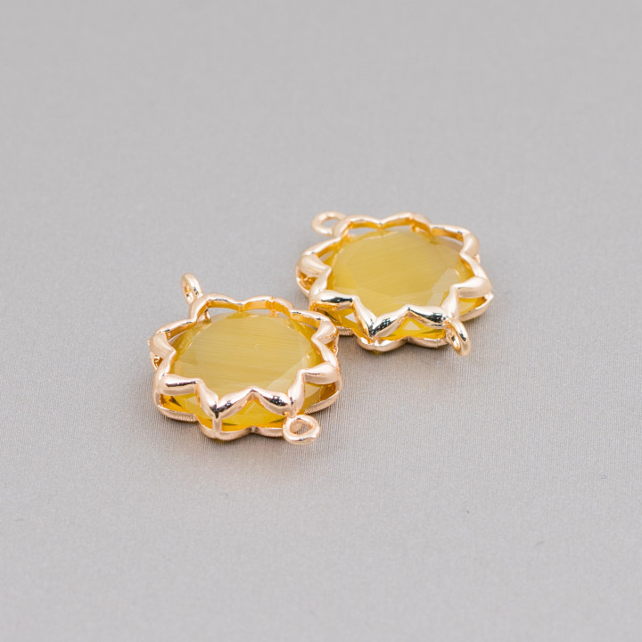 Connettore Componente Di Ottone Con Occhio Di Gatto Stella Del Mattino 16mm 8pz Marrone Chiaro