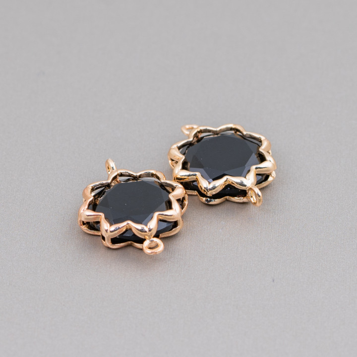 Cat Eye Latón Componente Conector Morning Star 16mm 8pcs Negro