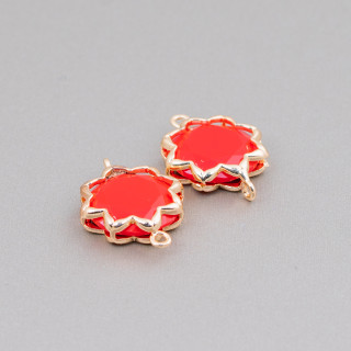 Connettore Componente Di Ottone Con Occhio Di Gatto Stella Del Mattino 16mm 8pz Rosso