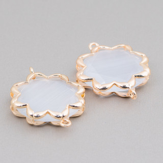 Cat Eye Laiton Composant Connecteur Morning Star 25mm 4pcs Blanc