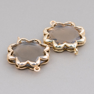 Cat Eye Messing-Komponentenverbinder Morning Star 25mm 4pcs Smoky