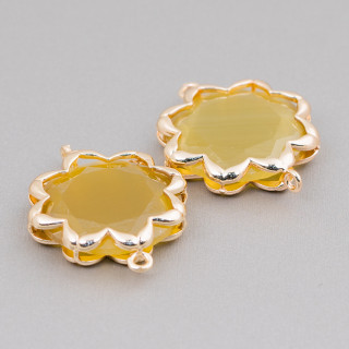 Connettore Componente Di Ottone Con Occhio Di Gatto Stella Del Mattino 25mm 4pz Marrone Chiaro