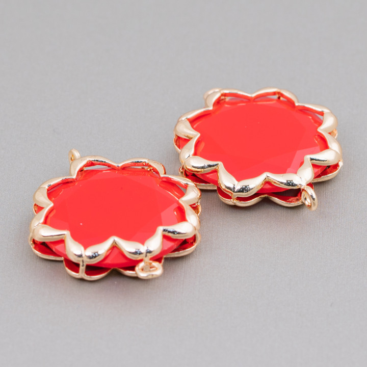 Cat Eye Laiton Composant Connecteur Morning Star 25mm 4pcs Rouge