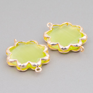 Cat Eye Laiton Composant Connecteur Morning Star 25mm 4pcs Vert Clair