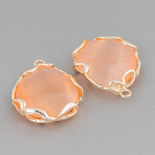 Ακανόνιστος ορειχάλκινος σύνδεσμος εξαρτημάτων με μάτι γάτας 24 mm 4 τεμ Golden Peach