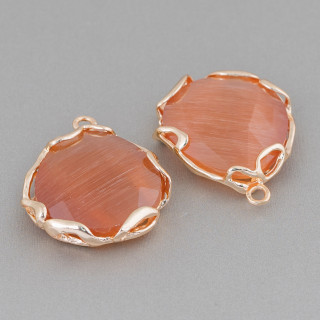 Connettore Componente Di Ottone Irregolare Con Occhio Di Gatto 24mm 4pz Dorato Terra