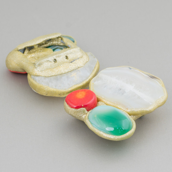 Central Component With Semiprecious Stones And Multiwire Glitter 40-55mm 1pc MOD2