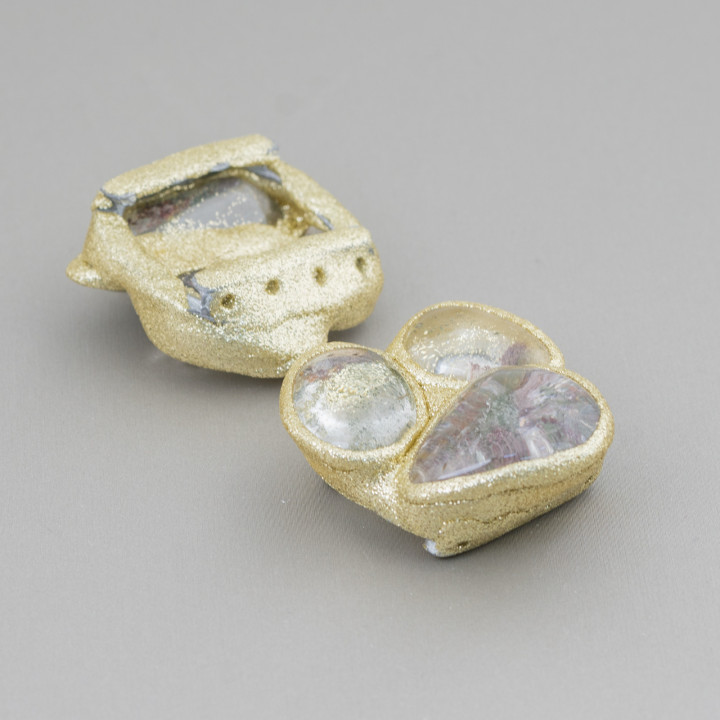 Central Component With Semiprecious Stones And Multiwire Glitter 40-55mm 1pc MOD3