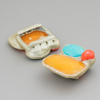 Central Component With Semiprecious Stones And Multiwire Glitter 40-55mm 1pc MOD4