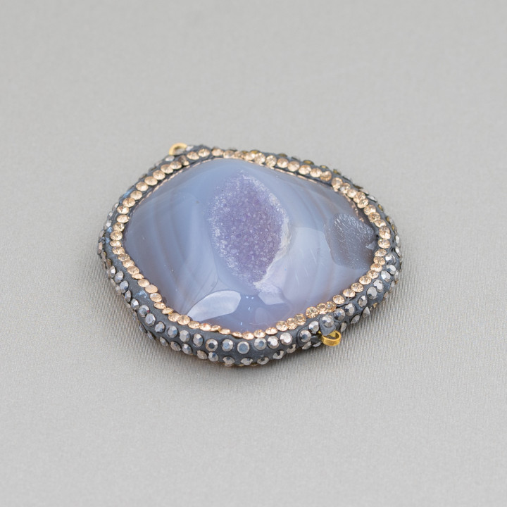 Componente Centrale Di Agata Con Marcasite Strass Con Anellini 30-45mm