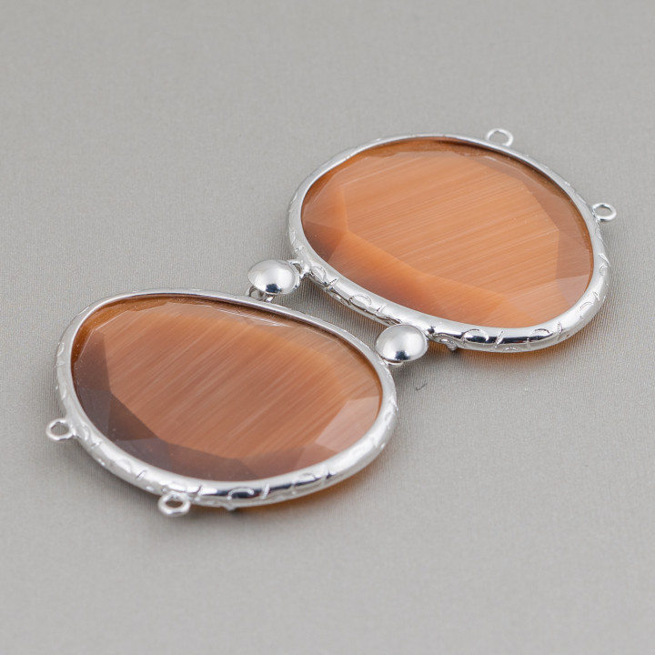 Central Brass Component With Cat's Eye With Rings 40x65mm MOD2