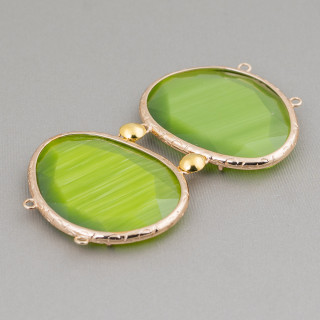 Composant Central En Laiton Avec Oeil De Chat Avec Anneaux 40x65mm MOD3