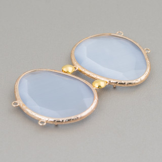 Central Brass Component With Cat's Eye With Rings 40x65mm MOD4