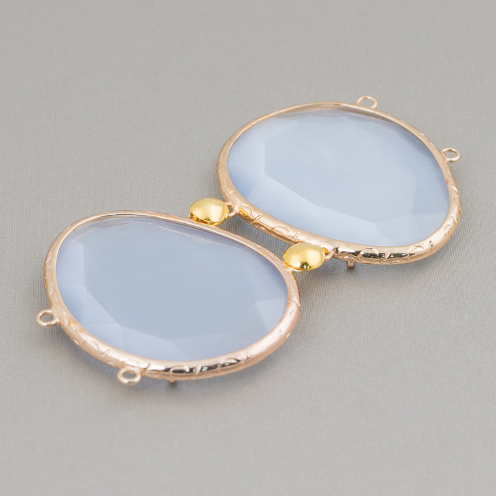 Central Brass Component With Cat's Eye With Rings 40x65mm MOD4