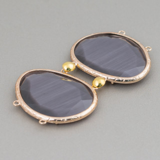 Central Brass Component With Cat's Eye With Rings 40x65mm MOD5