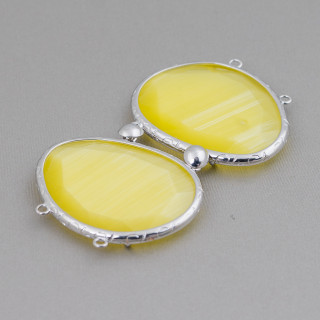 Κεντρικό Ορειχάλκινο Εξάρτημα Με Γατίσιο Μάτι Με Δαχτυλίδια 40x65mm MOD6