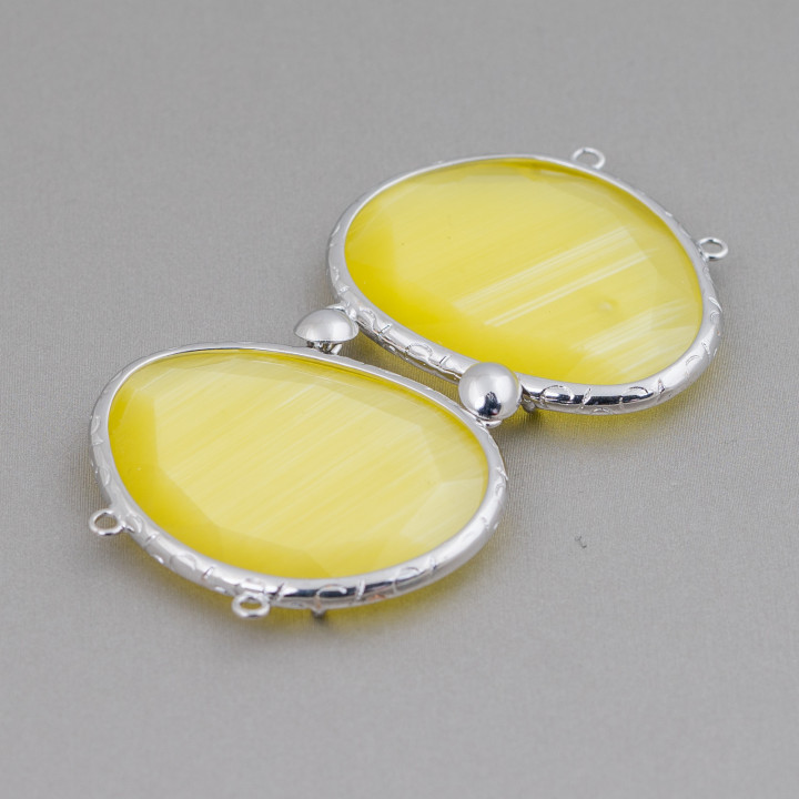 Componente Central Latón Con Ojo De Gato Con Anillos 40x65mm MOD6