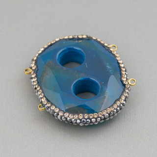 Zentraler Bestandteil aus Hartgestein mit Markasit Strass 40x34mm blauer Achat