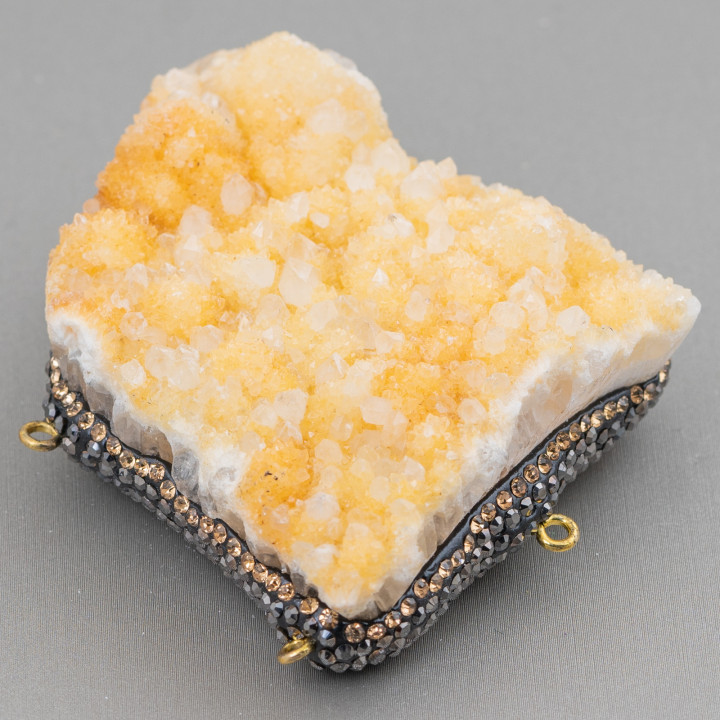 Connector Component Of Quartz And Marcasite Rhinestone 50-70mm Yellow