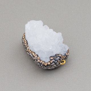 Rough Quartz and Marcasite Strass Connector Component 20-40mm 1pc
