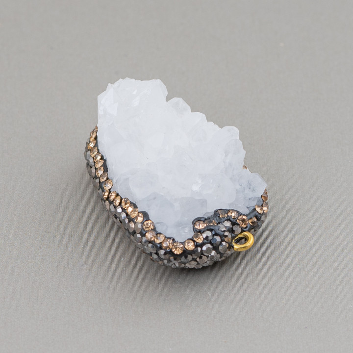 Composant De Connecteur De Quartz Brut Et Strass De Marcassite 20-40mm 1pc