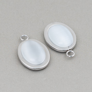 Connecteur Composant Acier Ovale Oeil de Chat 14x22mm 12pcs