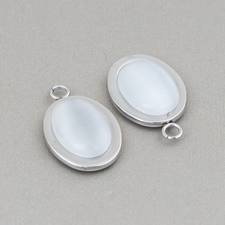 Connecteur Composant Acier Ovale Oeil de Chat 14x22mm 12pcs