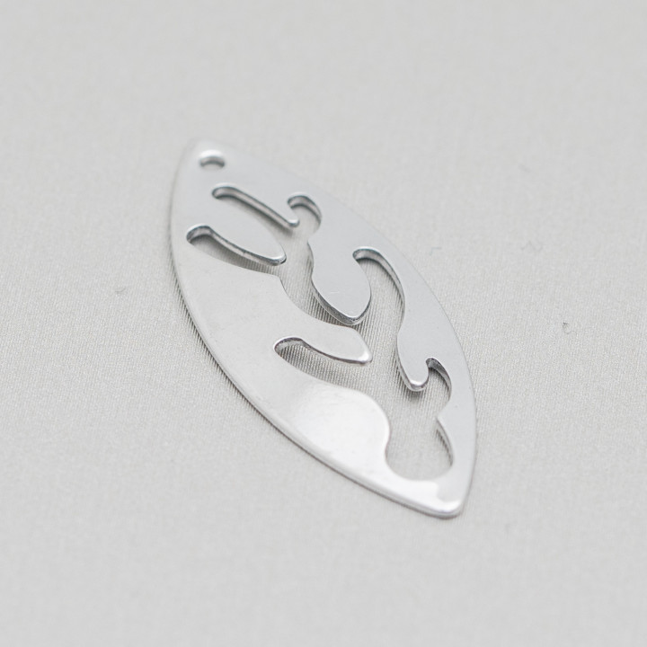 Componente Di Acciaio Foglia Forata Pendente 14x37mm 40pz