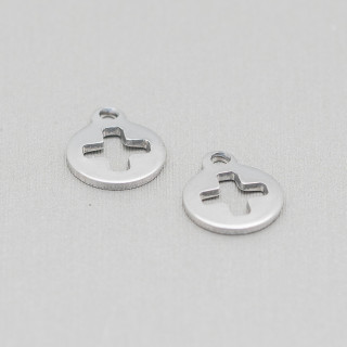 Componente Di Acciaio Tondo Croce Forato Pendente 10mm 120pz