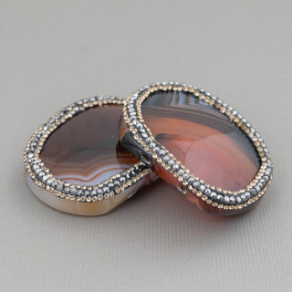 Achat-Komponente mit Markasit-Strass 38 x 30 mm 2 Stück brauner Achat