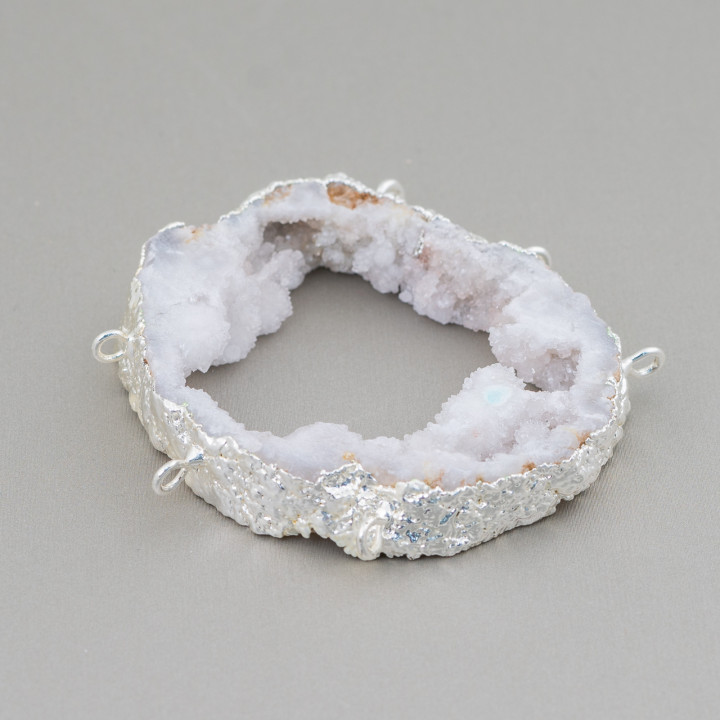 Perforated Rough Agate Component 7-8cm 1pc White