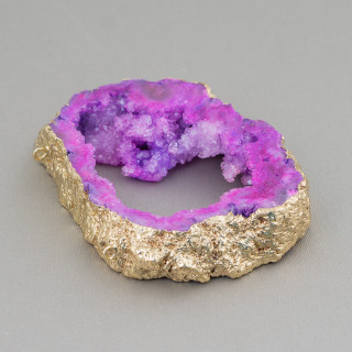 Perforated Raw Agate Component 7-8cm 1pc Fuchsia