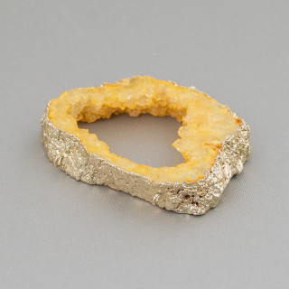 Perforated Raw Agate Component 7-8cm 1pc Yellow