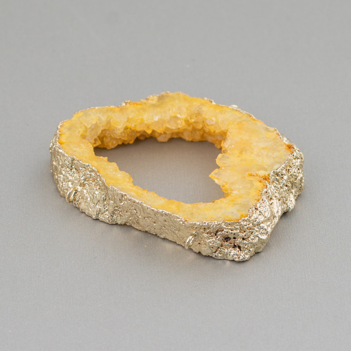 Perforated Raw Agate Component 7-8cm 1pc Yellow