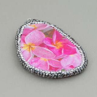 Plaque de composant d'agate avec marcassite Strass Taille variable 38-65mm 1pc MOD1